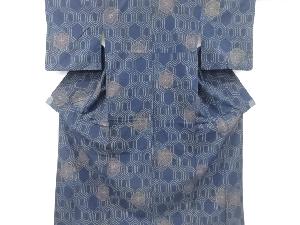 亀甲華紋織り出し手織り紬着物